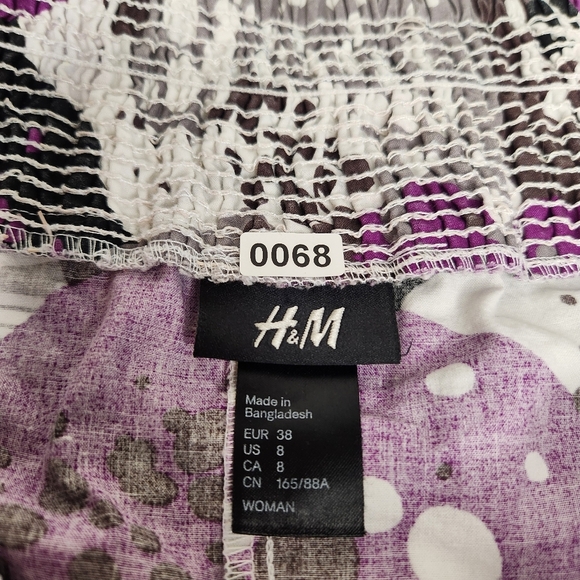 H&M Vintage Purple and White With Black Floral Patterned Dress. Size 8 Cottage - Picture 3 of 9